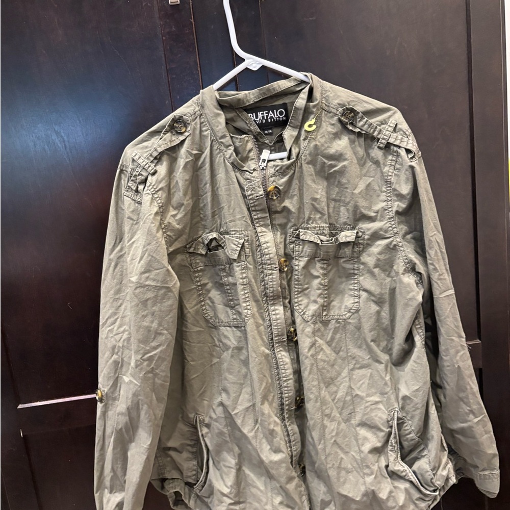 BUFFALO David Bitton Solid All Green Cargo Tampa Jacket Womens size XL